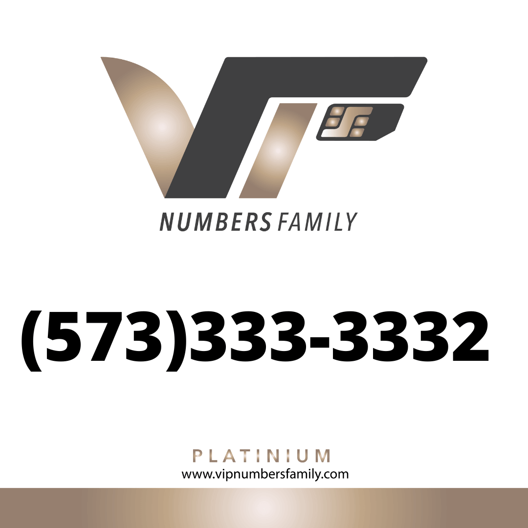 VIP Numbers Family logo with the vip phone number with a rare area code Visit vipnumbersfamily.com to purchase usa number