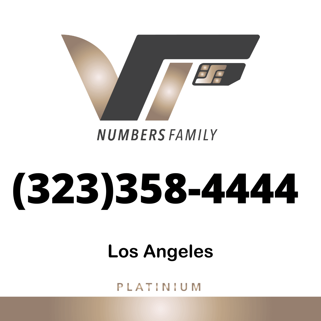 VIP Numbers Family logo with the vip phone number with a rare area code Visit vipnumbersfamily.com to purchase usa number