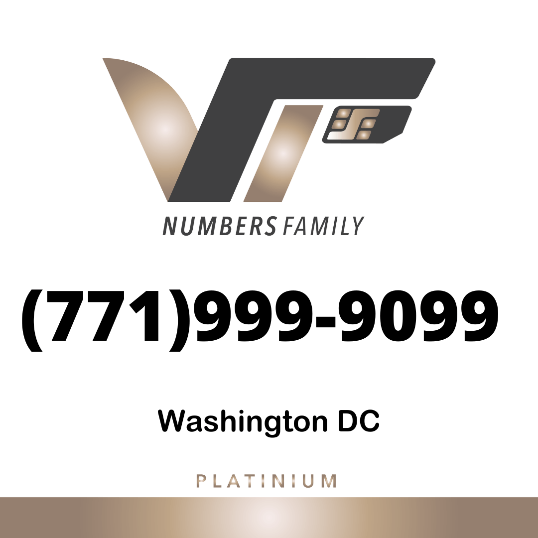 VIP Numbers Family platinum logo with the vip phone number with a rare area code Visit vipnumbersfamily.com to purchase usa number