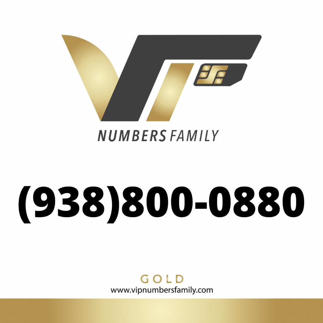 Gold VIP Number (938) 800-0880