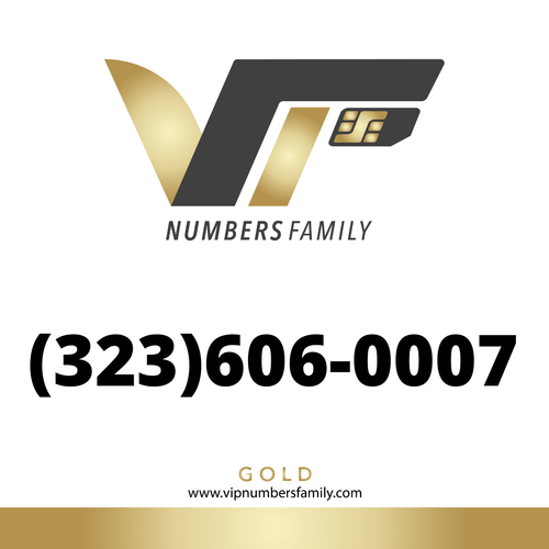 VIP Numbers Family logo with the vip phone number with a rare area code  Visit vipnumbersfamily.com to purchase usa number
