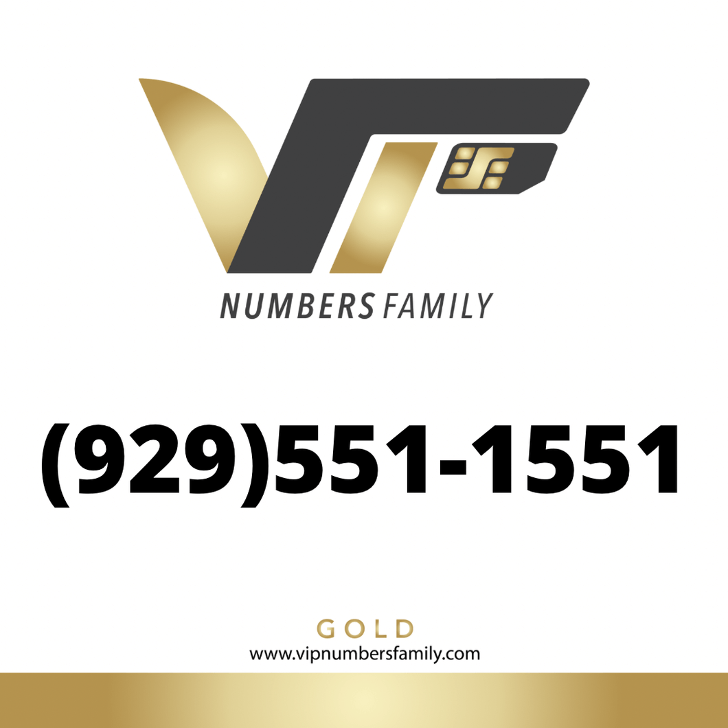 Gold VIP Number (929) 551-1551