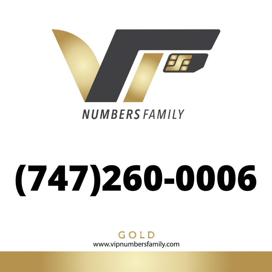 Gold VIP Number (747) 260-0006