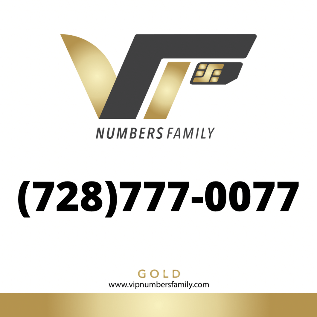 Gold VIP Number (728) 777-0077