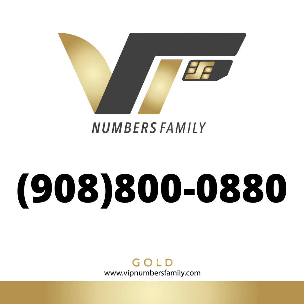 Gold VIP Number (908) 800-0880