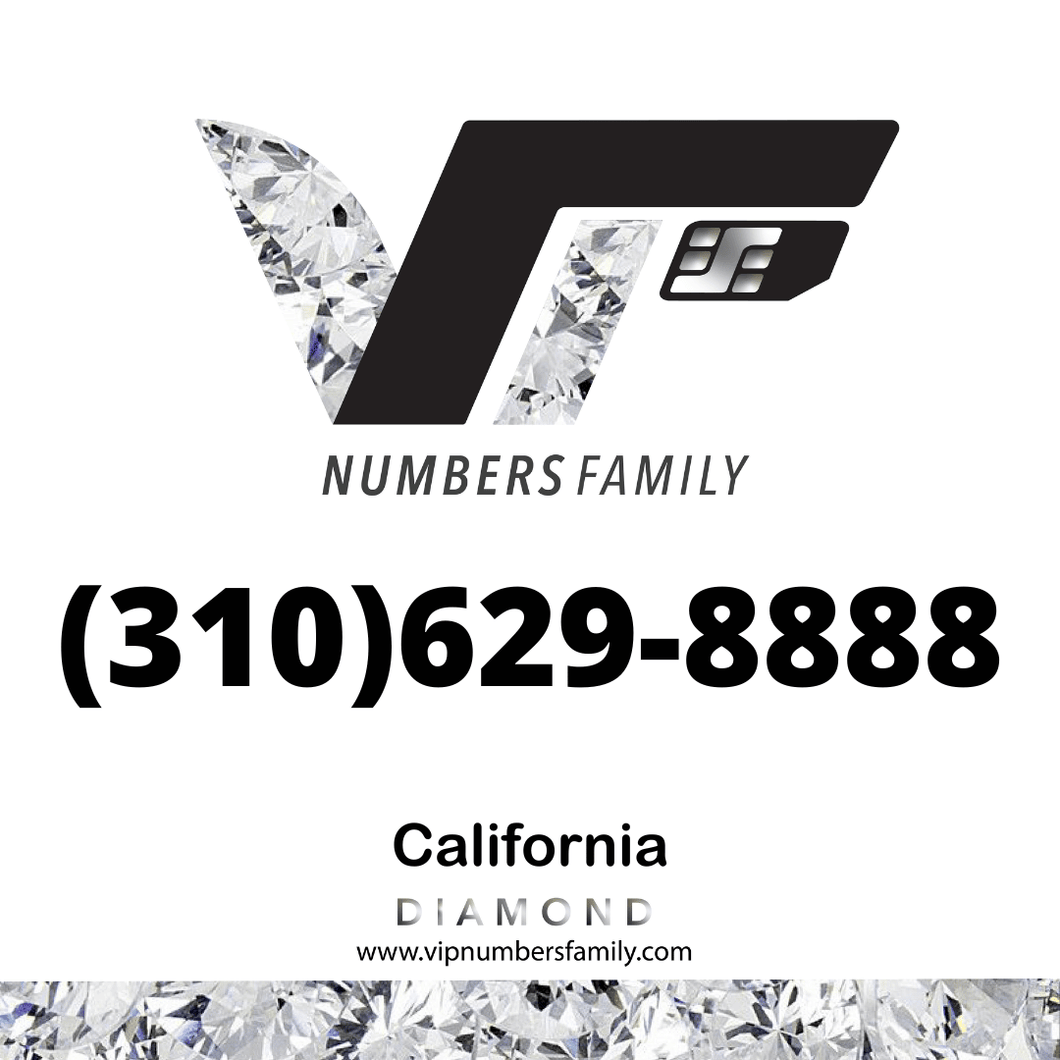 VIP Numbers Family logo with the vip phone number with a rare area code  Visit vipnumbersfamily.com to purchase usa number