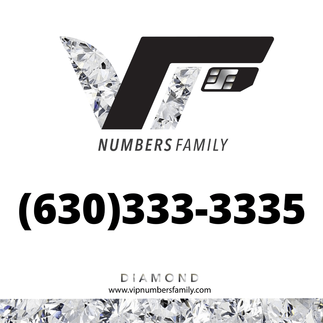 VIP Numbers Family logo with the vip phone number with a rare area code  Visit vipnumbersfamily.com to purchase usa number
