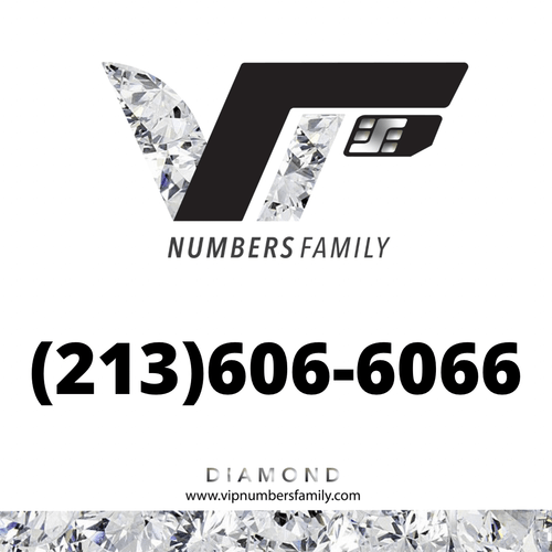 VIP Numbers Family Diamond logo with the diamond phone number (213) 606-6066 Visit vipnumbersfamily.com to purchase