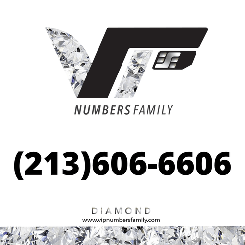 VIP Numbers Family Diamond logo with the diamond phone number (213) 606-6606 Visit vipnumbersfamily.com to purchase