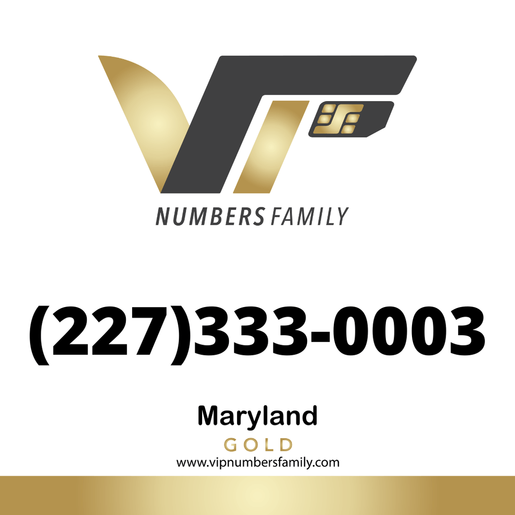 Gold VIP Number (227) 333-0003