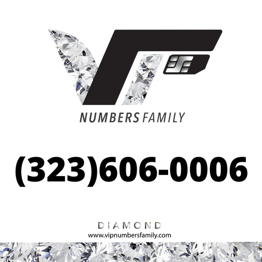 VIP Numbers Family logo with the vip phone number with a rare area code  Visit vipnumbersfamily.com to purchase usa number