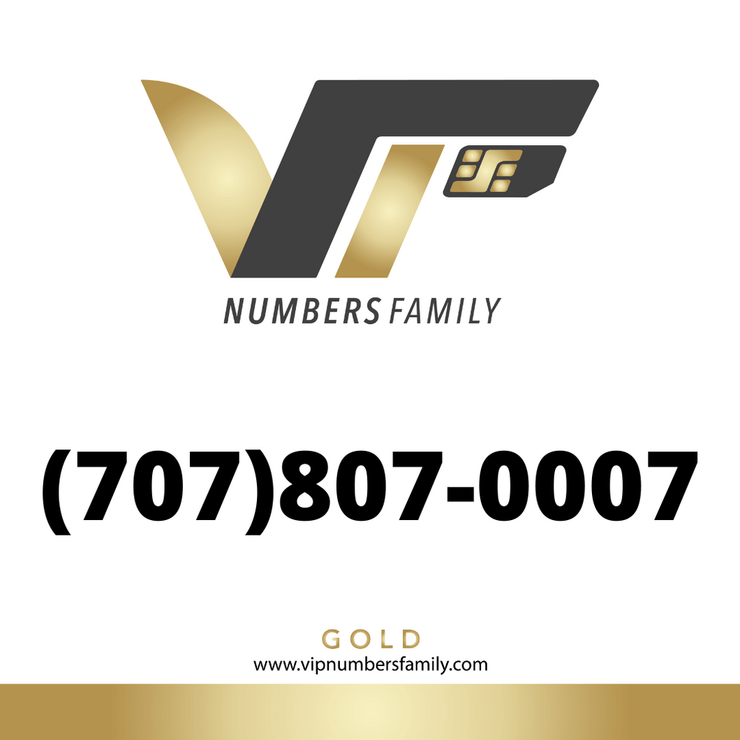 Gold VIP Number (707) 807-0007
