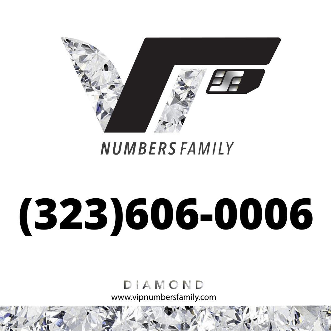 VIP Numbers Family logo with the vip phone number with a rare area code  Visit vipnumbersfamily.com to purchase usa number