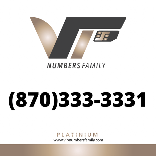 VIP Numbers Family logo with the vip phone number with a rare area code  Visit vipnumbersfamily.com to purchase usa number