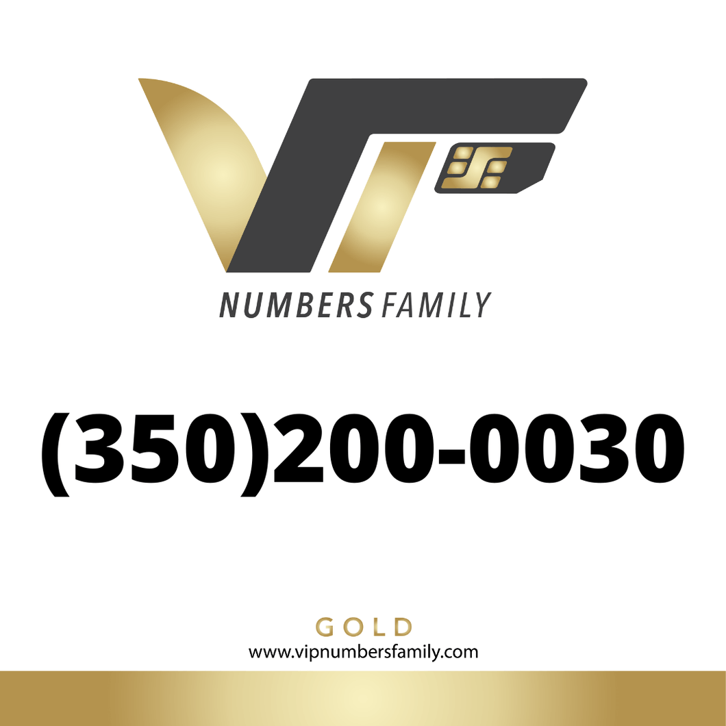 Gold VIP Number (350) 200-0030
