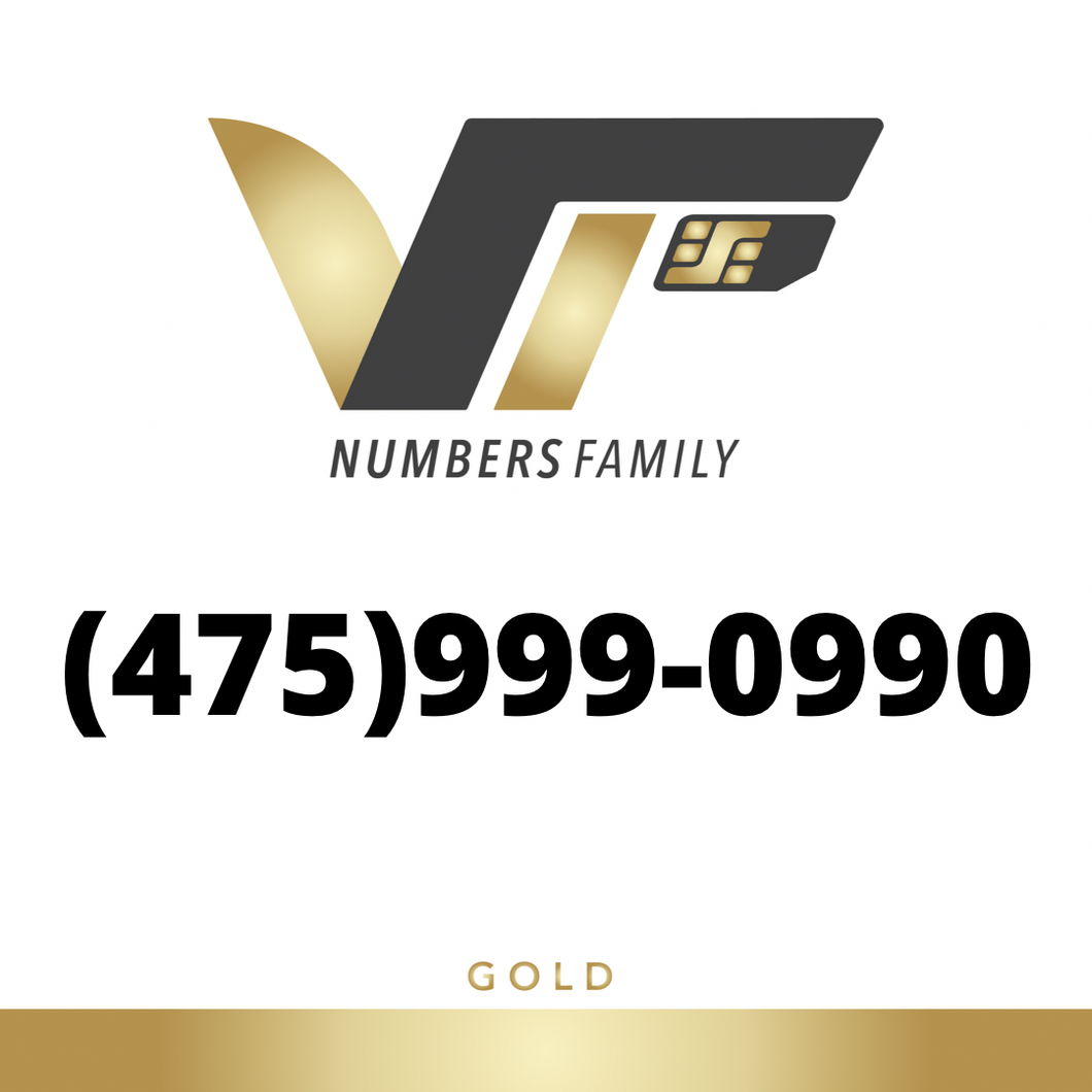 Gold VIP Number (475) 999-0990