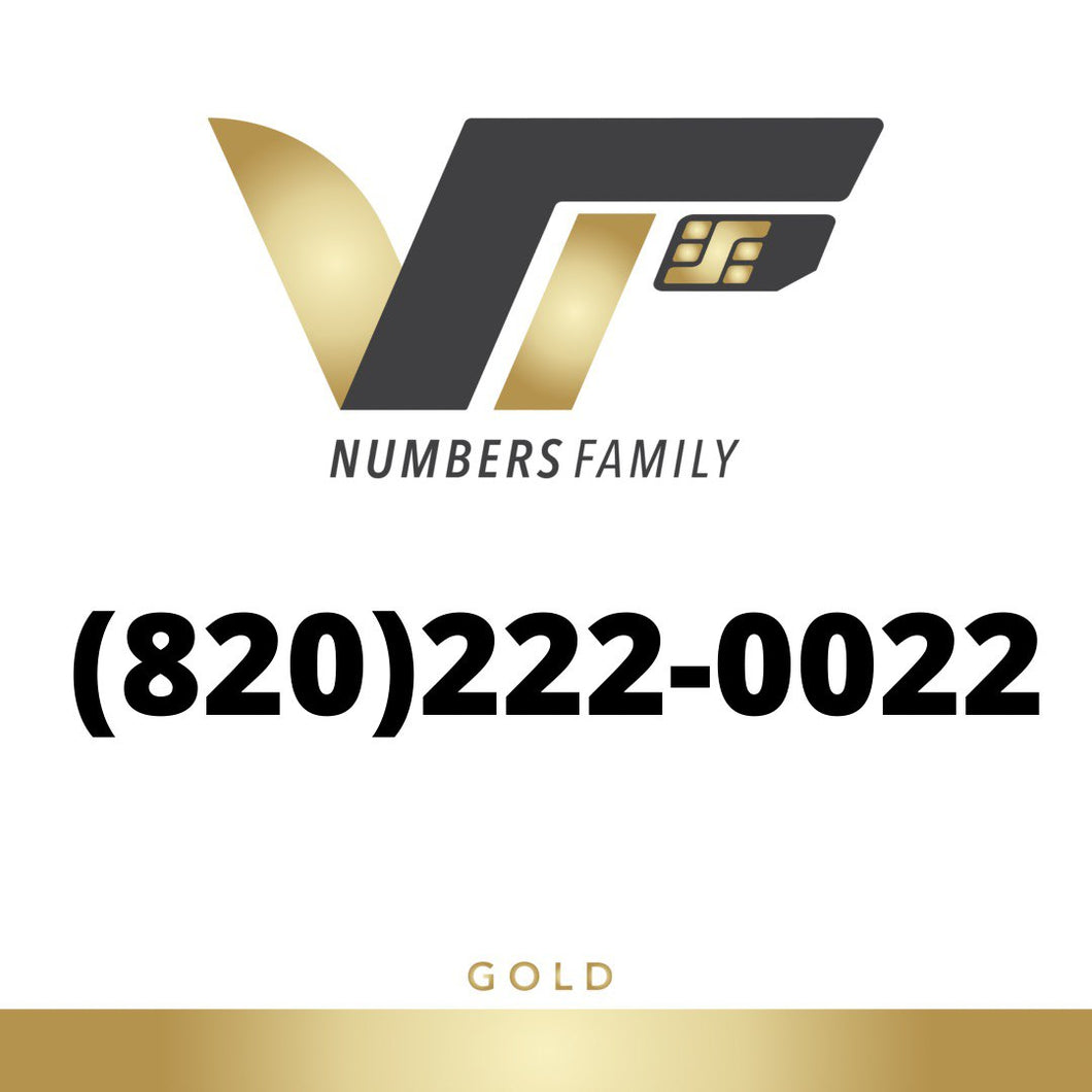 Gold VIP Number (820) 222-0022